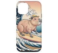 Capybara Surfing Funny Animal Ocean Wave Retro Japanese Coque pour iPhone 12/12 Pro