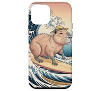 Capybara Surfing Funny Animal Ocean Wave Retro Japanese Coque pour iPhone 12 Mini