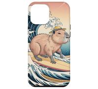 Capybara Surfing Funny Animal Ocean Wave Retro Japanese Coque pour iPhone 12 Pro Max