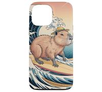 Capybara Surfing Funny Animal Ocean Wave Retro Japanese Coque pour iPhone 13 Pro Max