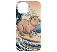 Capybara Surfing Funny Animal Ocean Wave Retro Japanese Coque pour iPhone 14