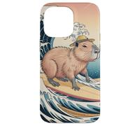 Capybara Surfing Funny Animal Ocean Wave Retro Japanese Coque pour iPhone 14 Pro Max