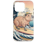 Capybara Surfing Funny Animal Ocean Wave Retro Japanese Coque pour iPhone 16 Pro