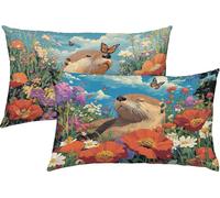 Capybara Taies d'oreiller 70x90 Housse Coussin Velours Lot de 2, Taie Oreiller Coloré, Respirante Housse de Coussin Canapé Exterieur Impermeable pour Salon Jardin, Fermeture Éclair Invisible K3-63