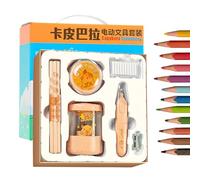 Capybara Taille-crayon électrique, gomme, autocollant, avec fournitures scolaires, pour l'école, le studio et la maison