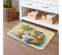 Capybara Tapis de bain à séchage rapide, motif aquarelle et plantes tropicales, antidérapant, lavable en mousse à mémoire de forme, pour décoration de salle de bain, 40,6 x 61 cm