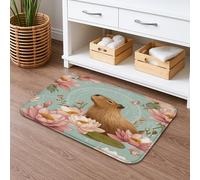 Capybara Tapis de bain à séchage rapide, motif floral aquarelle vintage, absorbant, antidérapant, lavable en mousse à mémoire de forme, pour salle de bain, toilettes, toilettes, décoration 40,6 x 61