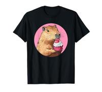 Capybara tenant un cupcake drôle d'art animal T-Shirt