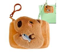Capybara Tochette pour pièces Capybara | Petit sac à monnaie élégant et adorable en forme d'animal, sangle porte-monnaie, clip porte-clés, sac de rangement, portefeuille Capybara, abricot, Voir