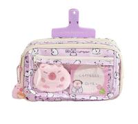 Capybara Trousse à crayons à ouverture large avec fermeture éclair Motif dessin animé Fournitures scolaires pour stylos, épingles, badges, bloc-notes, 1 pièce., Voir description, Classique