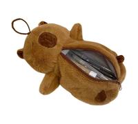 Capybara Trousse à crayons en peluche avec motif animal de dessin animé | Trousse de papeterie Capybara en peluche, pochette à fermeture éclair, trousse de toilette de voyage pour jeunes, ,