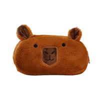 Capybara Trousse à crayons en peluche douce de 26 cm avec fermeture éclair de 60 g - Jolie trousse à crayons marron pour école, bureau, voyage, accessoires de maquillage pour étudiants, enseignants, C