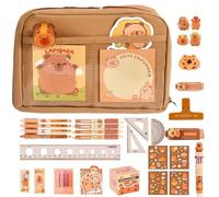 Capybara Trousse à crayons esthétique avec stylos, clips, règles et autres fournitures scolaires, trousse à crayons pour la rentrée scolaire pour les étudiants, 12 couches épaisses et résistantes aux