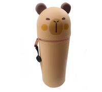 Capybara Trousse à crayons - Pochette de rangement en silicone pour stylos, fournitures scolaires, 22 cm, grande capacité, motif animal, étanche, pour étudiants, artistes, enseignants, bureau, maison