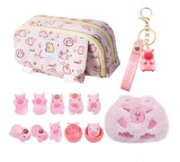 Capybara Trousse à Crayons Set, 13PCS Compris Capibara Pen Pack Grande Capacité,Mini Peluche Capybara, Mignon Keychain,10 Mini Figurines Capybara en Résine, Cartoon Papeterie Sac