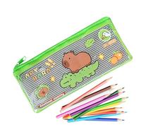 Capybara - Trousse à crayons transparente avec fermeture éclair, jolie trousse à crayons à large ouverture pour fournitures scolaires pour adolescentes, crocodile capybara, Refer to description