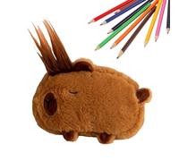 Capybara Trousse en peluche - Design animal - Sac de papeterie pour le bureau à domicile, le collège, le lycée, le lycée, les voyages, le travail, le dortoir d'étudiant, marron, voir description, Voir