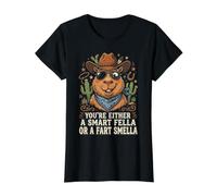 Capybara, tu ES Soit Un Gars Intelligent, Soit tu as Une Odeur de Pet T-Shirt Graphique avec Valeur, Femme, Noir, L