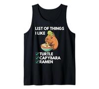 Capybara Turtle Ramen Liste des Choses Que J'aime Kawaii Mignon Débardeur