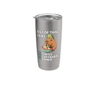 Capybara Turtle Ramen Liste des choses que j'aime Kawaii mignon Gobelet isotherme en acier inoxydable double paroi