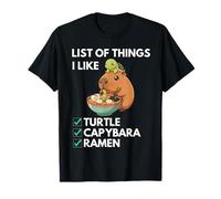Capybara Turtle Ramen Liste des Choses Que J'aime Kawaii Mignon T-Shirt