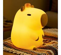 Capybara - Veilleuse Capybara avec veilleuse tactile et minuteur - Veilleuse LED pour bébé à intensité variable - Lampe de chevet en silicone - Rechargeable par USB - Pour cadeaux et décorations