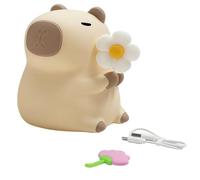 Capybara Veilleuse en silicone pour chambre d'enfant avec motif floral, contrôle du robinet de chevet rechargeable, 7 couleurs changeantes, gradation à 3 niveaux, 9,4 x 9,1 x 11,7 cm