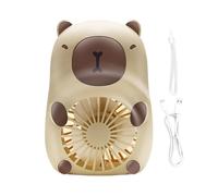 Capybara Ventilateur portable - Ventilateur avec cordon rechargeable par USB, refroidisseur d'air à 3 niveaux de vitesse, gadget de refroidissement personnel | Ventilateurs électriques portables pour