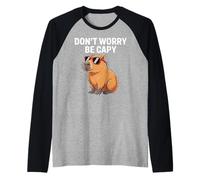 Capybara Vintage Retro Style Awesome Don't Worry, Be Capy Manche Raglan