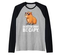 Capybara Vintage Retro Style Awesome Don't Worry, Be Capy Manche Raglan
