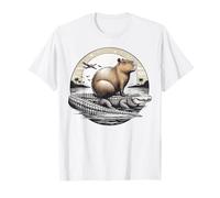 Capybara zen sur crocodile - Cadeau animaux exotiques drôle T-Shirt
