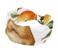 Capybaras and Citrus Fruits Bees Bandeau élastique antidérapant pour femme Bandeau large Nœud torsadé Sport Workout Head Wrap Accessoires pour cheveux