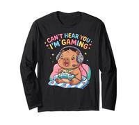 Capybaras Rodents Gaming Can't Hear You I'm Gaming Capybara Manche Longue