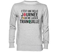Capzy C’est Une Belle Journée pour Me Laisser Tranquille Gris Sweat-Shirt Jersey Unisexe Homme Femme Grey Unisex Jumper