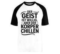 Capzy Der Geist Ist Willig Aber Der Körper Chillen Baseball T-Shirt Unisex Men Women Short Sleeve