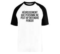 Capzy Heureusement Que Personne Ne Peut M’Entendre Penser Baseball T-Shirt Unisex Men Women Short Sleeve