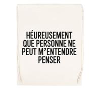 Capzy Heureusement Que Personne Ne Peut M’entendre Penser Sac de Sport à Cordon Beige Drawstring Sport Bag Beige