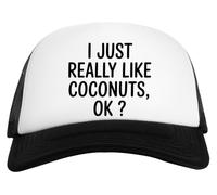 Capzy I Just Really Like Coconuts Ok Casquette De Baseball Unisexe Enfants Blanche Et Noire Baseball Cap Unisex Kids Black White
