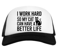 Capzy I Work Hard So My Cat Can Have A Better Life Casquette De Baseball Unisexe Blanche Et Noire Baseball Cap Unisex Black White