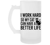 Capzy I Work Hard So My Cat Can Have A Better Life Chope À Biere Beer Mug
