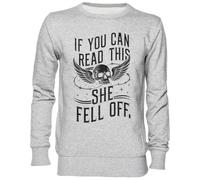 Capzy If You Can Read This She Fell of Gris Sweat-Shirt Jersey Unisexe Homme Femme Grey Unisex Jumper