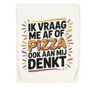 Capzy Ik Vraag Me Af Of Pizza Ook Aan Mij Denkt Glas Bier Mok Beker Sac à Provisions Réutilisable Shopping Bag Beige