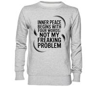 Capzy Inner Peace Begins with Four Words Gris Sweat-Shirt Jersey Unisexe Homme Femme Grey Unisex Jumper