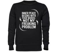 Capzy Inner Peace Begins with Four Words Noir Sweat-Shirt Jersey Unisexe Homme Femme Black Unisex Jumper