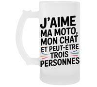 Capzy J’aime Ma Moto Mon Chat Et Peut-Être Un Verre Bière Agresser Tasse Chope À Biere Beer Mug