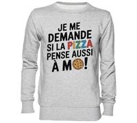 Capzy Je Me Demande Si La Pizza Pense Aussi À Moi Gris Sweat-Shirt Jersey Unisexe Homme Femme Grey Unisex Jumper