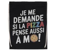 Capzy Je Me Demande Si La Pizza Pense Aussi À Moi Sac de Sport à Cordon Noir Drawstring Sport Bag Black
