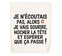 Capzy Je N’écoutais Pas Alors Je Vais Sourire Un Verre Bière Agresser Tasse Sac à Provisions Réutilisable Shopping Bag Beige