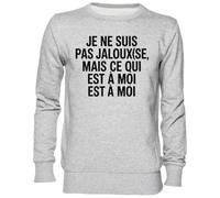 Capzy Je Ne suis Pas Jalouxse mais Ce Qui Est À Moi Est À Moi Gris Sweat-Shirt Jersey Unisexe Homme Femme Grey Unisex Jumper