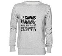 Capzy Je Savais Que La Journée Serait Moche mais Je Ne Pensais Gris Sweat-Shirt Jersey Unisexe Homme Femme Grey Unisex Jumper